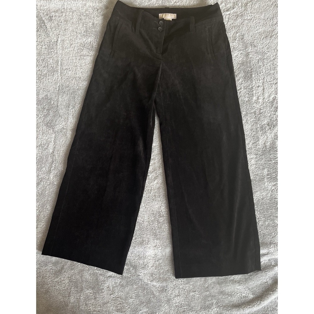 Womens Michael Kors wide leg corduroy pants With Pockets Black Size 4